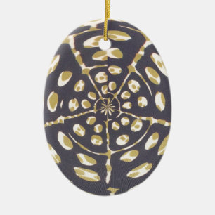 Olive Green Polka Dot Radial Pattern Art Print Ceramic Tree Decoration