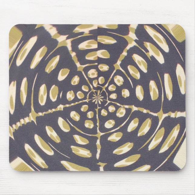Olive Green Polka Dot Radial Pattern Art Print Mouse Mat (Front)