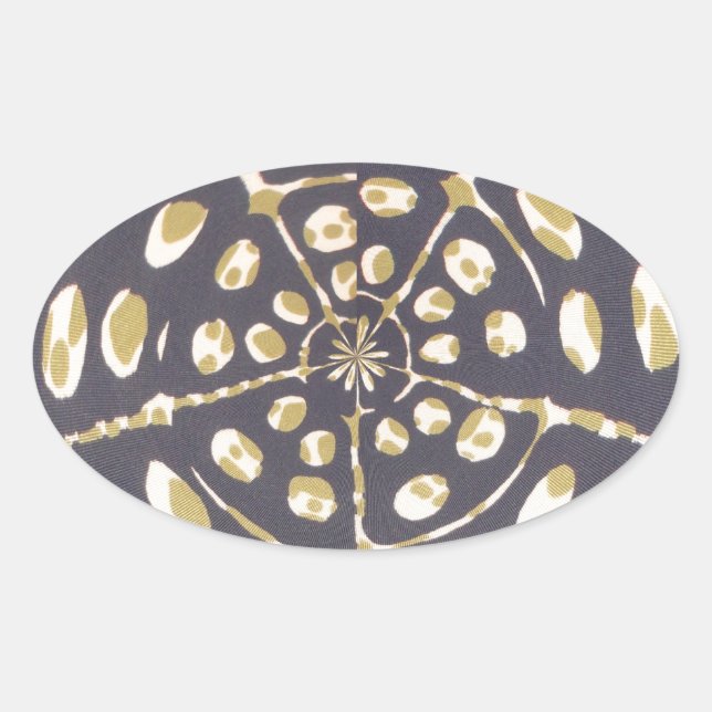 Olive Green Polka Dot Radial Pattern Art Print Oval Sticker (Front)
