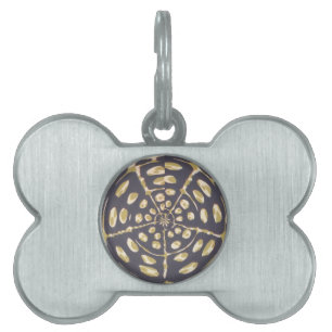 Olive Green Polka Dot Radial Pattern Art Print Pet Tag