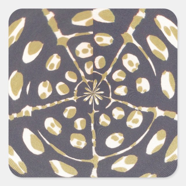 Olive Green Polka Dot Radial Pattern Art Print Square Sticker (Front)