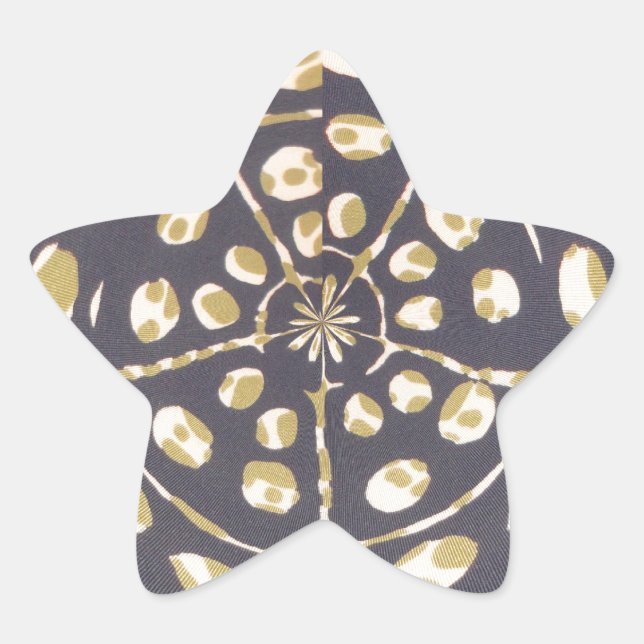 Olive Green Polka Dot Radial Pattern Art Print Star Sticker (Front)