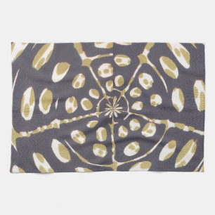 Olive Green Polka Dot Radial Pattern Art Print Tea Towel