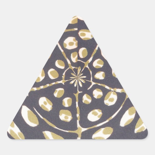 Olive Green Polka Dot Radial Pattern Art Print Triangle Sticker (Front)