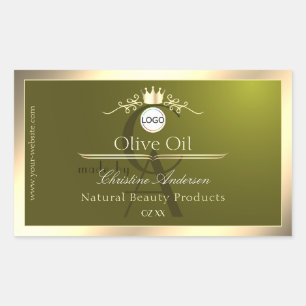 Olive Green Product Label Gold Frame Logo Monogram