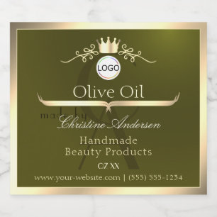 Olive Green Product Label Gold Frame Logo Monogram