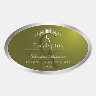 Olive Green Product Label Silver Frame Monogram