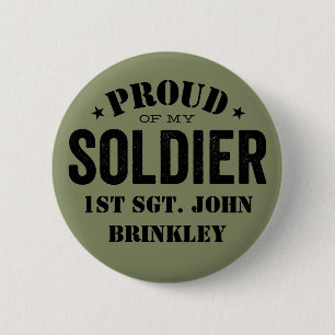 Olive Green Proud of my Army SOLDIER with Name 6 Cm Round Badge