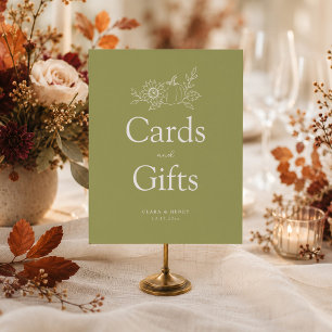 Olive Green Pumpkin Cards and Gifts Sign
