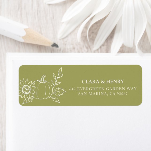 Olive Green Pumpkin Thanksgiving Address Label (Insitu)
