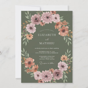 Olive Green Refined Autumn Wedding Invitation