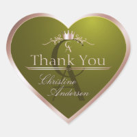 Olive Green Rose Gold Frame and Monogram Thank You