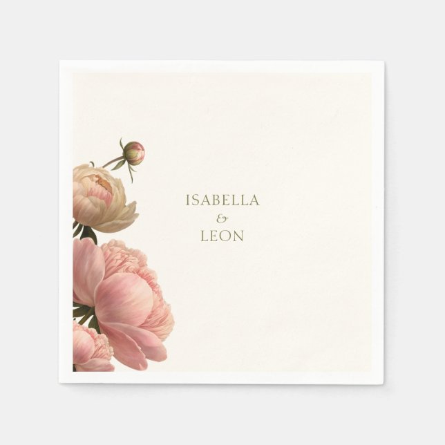 Olive Green & Rose Wedding Wedding Napkin (Front)