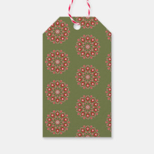 Olive green rosemaling gift tags