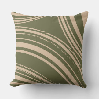 Olive Green Sand Wave Circles Cushion