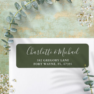 Olive Green Script Wedding Return Address