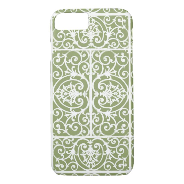 Olive green scrollwork pattern Case-Mate iPhone case (Back)