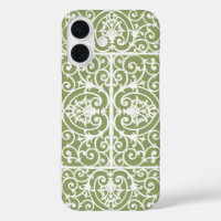 Olive green scrollwork pattern
