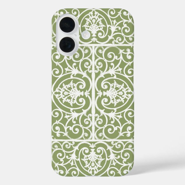 Olive green scrollwork pattern Case-Mate iPhone case (Back)