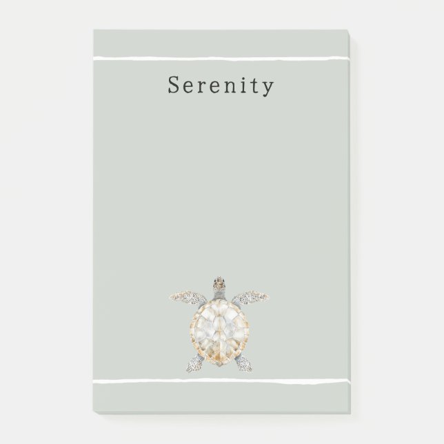 Olive Green Sea Turtle Personalized  Post-it Notes (Front)