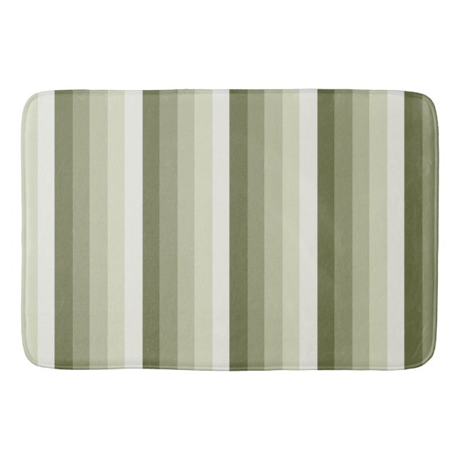 Olive green shadow stripes bath mat (Front)