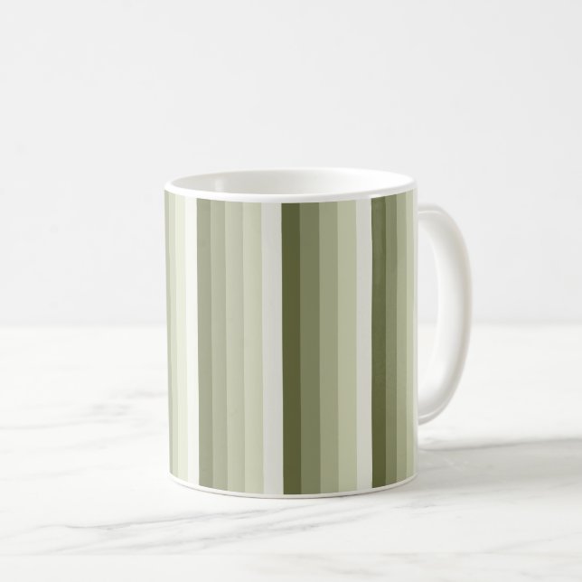 Olive green shadow stripes coffee mug (Front Right)