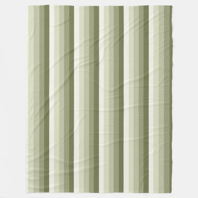 Olive green shadow stripes fleece blanket (Front)