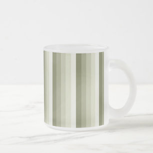 Olive green shadow stripes frosted glass coffee mug