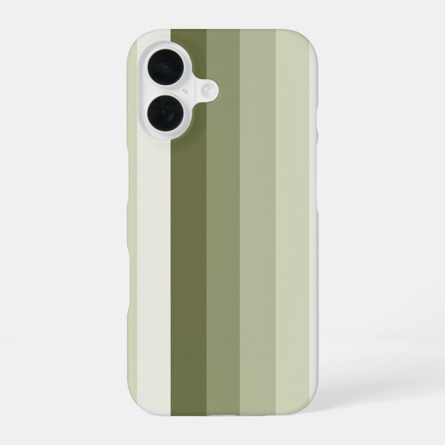 Olive green shadow stripes iPhone 16 case (Back)