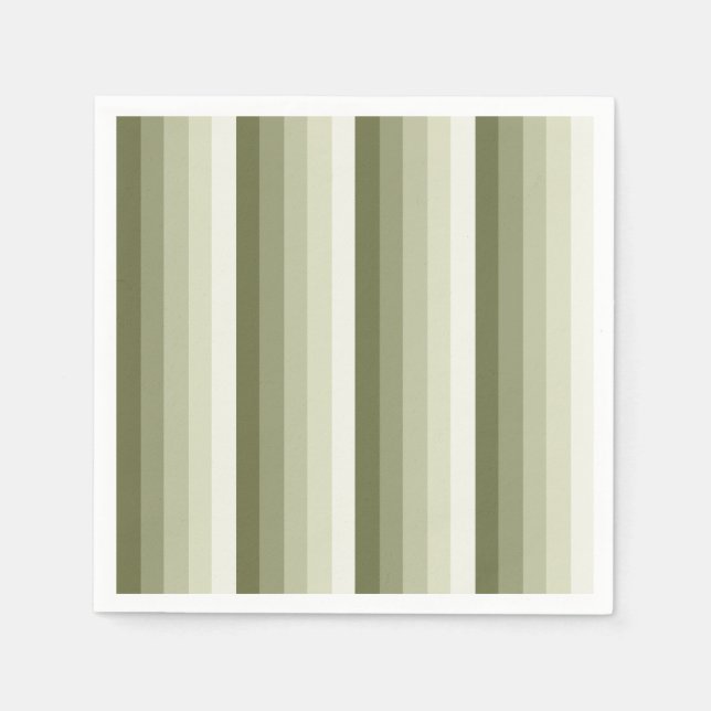 Olive green shadow stripes napkin (Front)