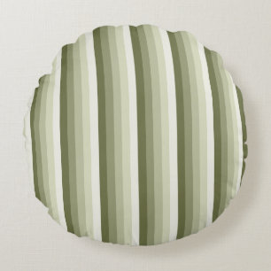 Olive green shadow stripes round cushion