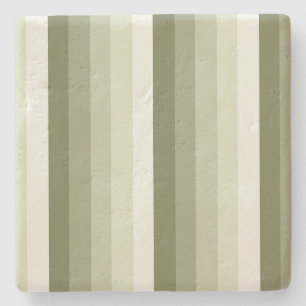 Olive green shadow stripes stone coaster