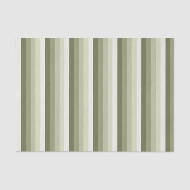 Olive green shadow stripes tissue paper (Front)
