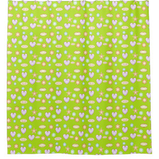 Olive green Shapes Shower Curtain