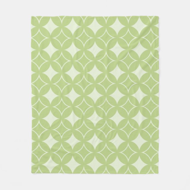 Olive green shippo pattern fleece blanket (Front)