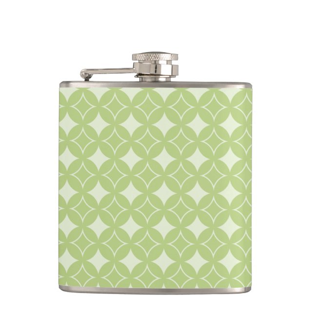 Olive green shippo pattern hip flask (Front)