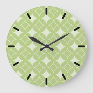 Olive green shippo pattern large clock