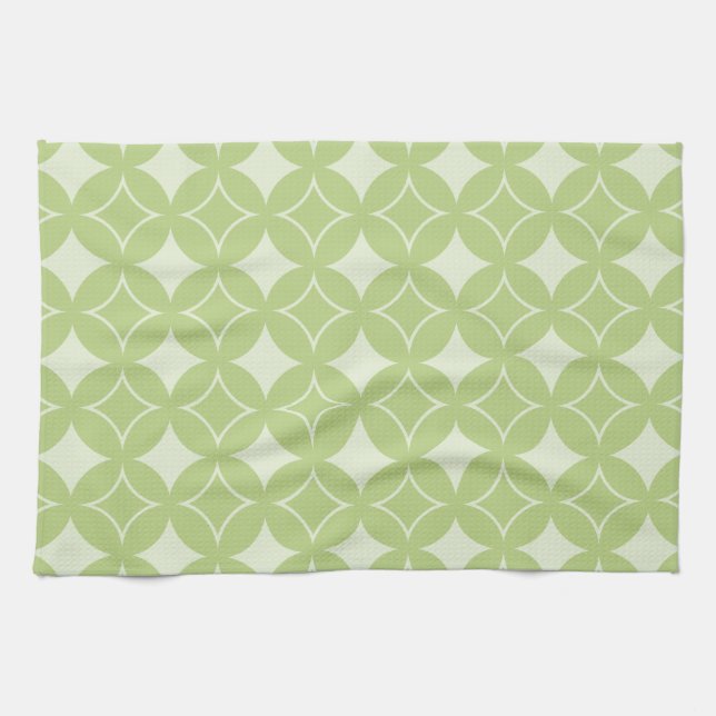 Olive green shippo pattern tea towel (Horizontal)