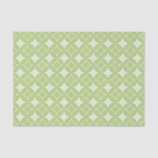 Olive green shippo pattern tissue paper (Front)