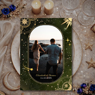 Olive Green Shooting Star Celestial Wedding Save The Date