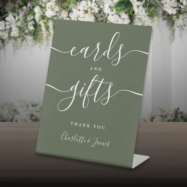  Olive Green Signature Script Cards And Gifts Pedestal Sign (Olive Green Signature Script Cards And Gifts Pedestal Sign)