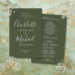 Olive Green Signature Script Wedding Program<br><div class="desc">Olive green signature script wedding program featuring chic modern typography,  this stylish wedding program can be personalised with your special wedding day information. Designed by Thisisnotme©</div>