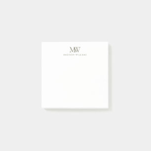 Olive Green Simple Elegant Modern Monogram Post-it Notes