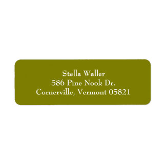 Olive Green Simple Plain Return Address Labels