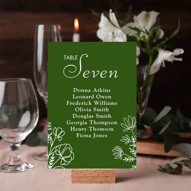 Olive green simple table numbers sign (Creator Uploaded)