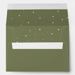 Olive Green Snowflake Holiday Return Address Envelope