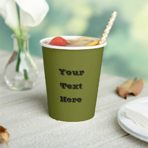 Olive Green Solid Colour Paper Cups