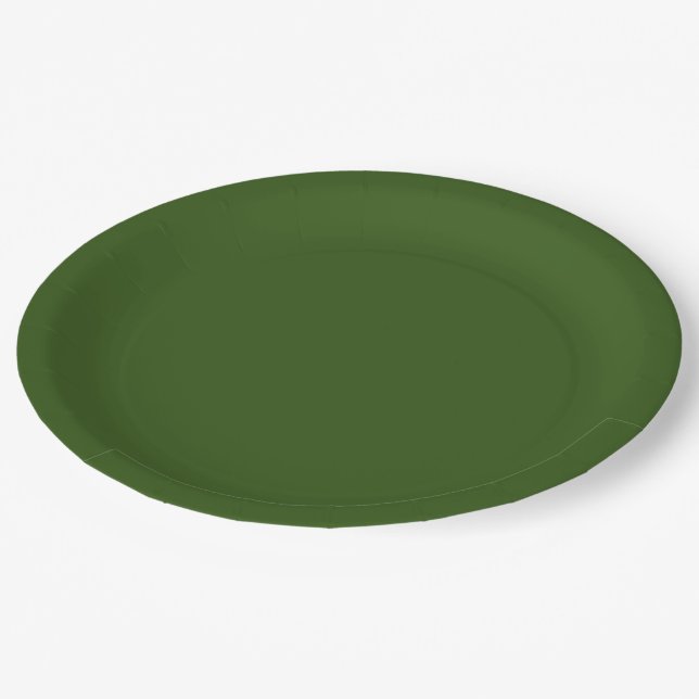 Olive green solid colour paper plate (Angled)