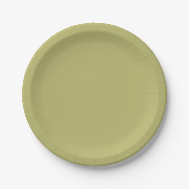 Olive Green Solid Colour Paper Plate (Front)