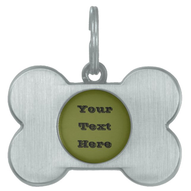 Olive Green Solid Colour Pet ID Tag (Front)